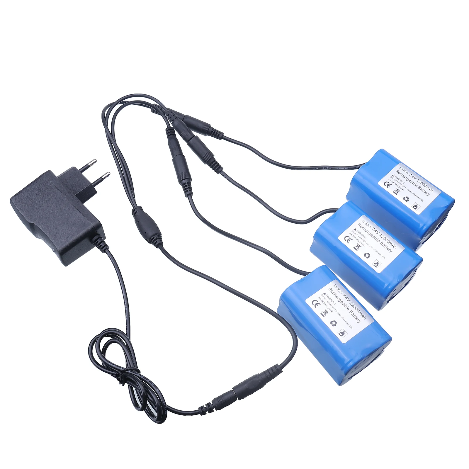 Fish Finder Charger - Batterie 7.4V 12000mAh avec chargeur USB